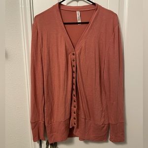 Zenana Outfitters pink cardigan with snap buttons. Size 1X